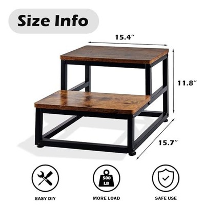 Wooden Step Stool Bed Steps for High Beds for 15.7“Lx15.4"Wx11.8"H Two Step Does not apply Does Not Apply - фотография #3