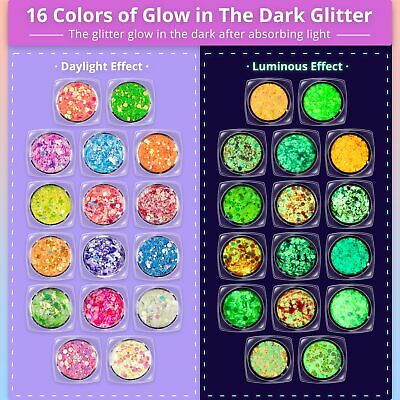 Chunky Glitter and Glow in the Dark Glitter 16 Colors with Glue Set 5 Chunky Glitter and Glow in the Dark Glitter Does not apply - фотография #4