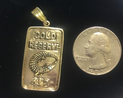 10 Karat Gold  Alligator  Ingot Pendant  bebarsoum