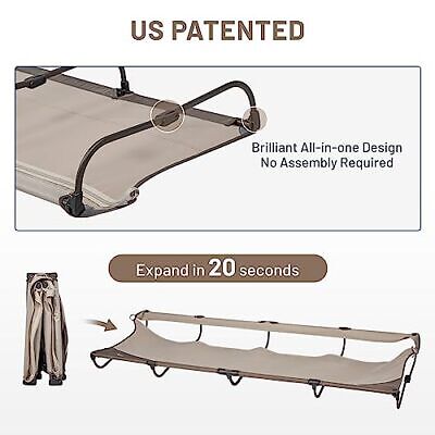  Lightweight Aluminum Camping Cot, 20-Second Quick Set-Up Folding Cot with Tan Does not apply Does Not Apply - фотография #6