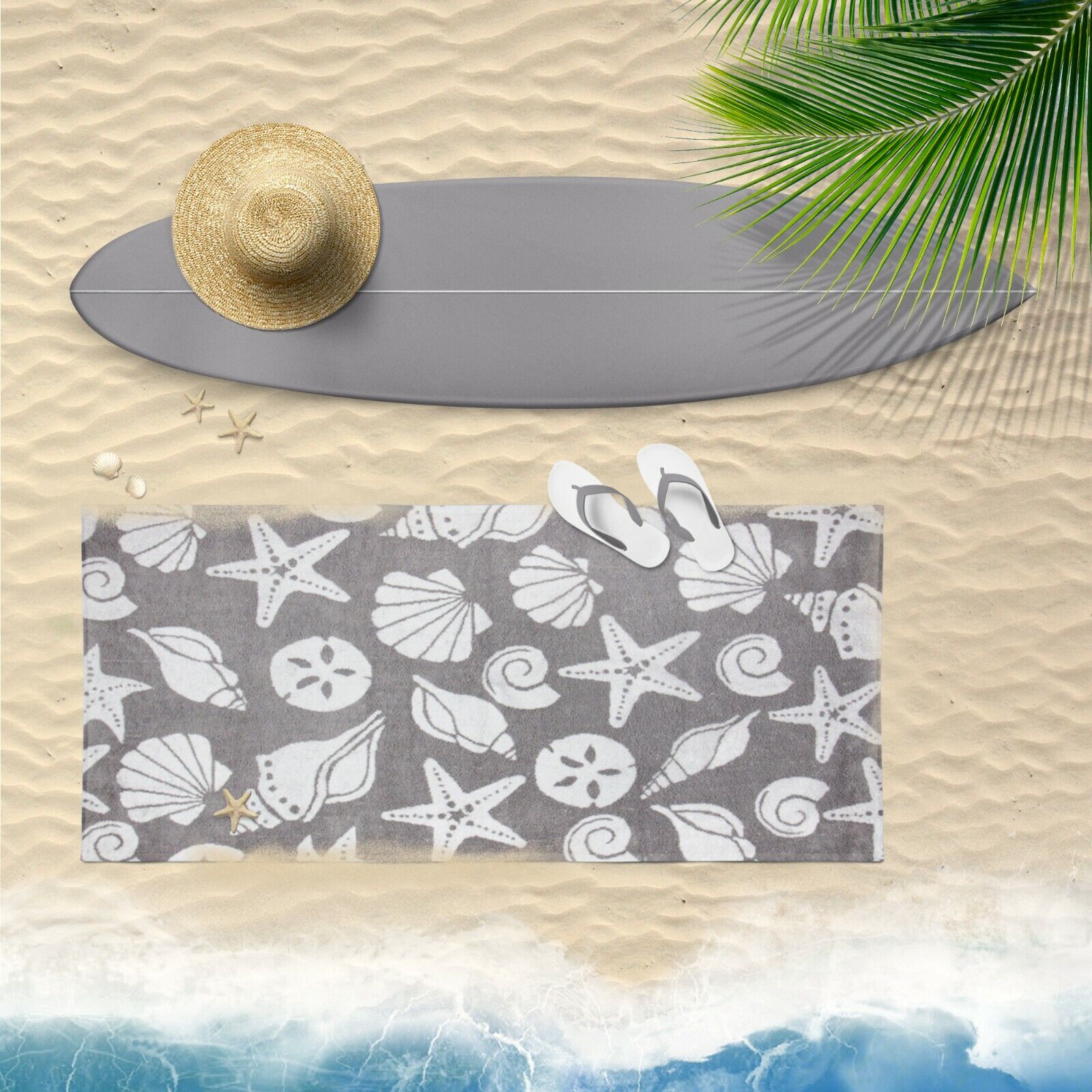 3 Piece Bathroom Towel Set - Seashell Ocean Beach Pattern - Color Options - Soft Arkwright - фотография #10