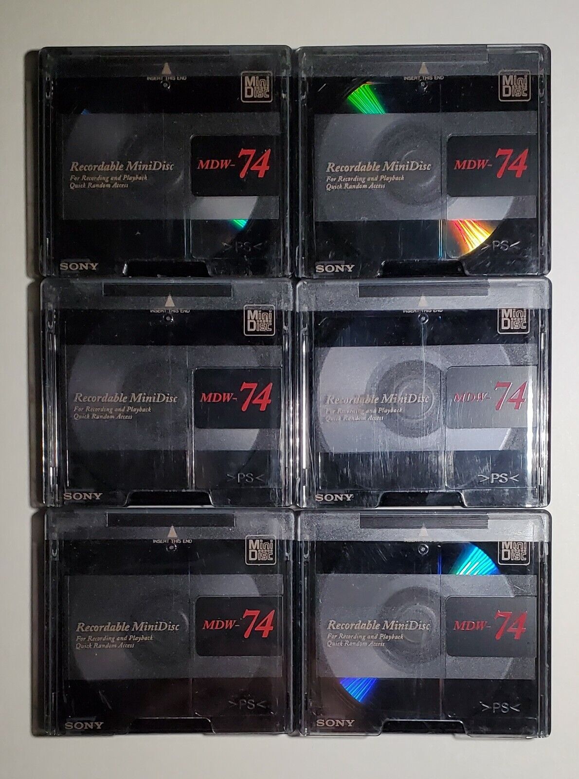 LOT OF 6 = Vintage SONY MDW-74 Mini-Discs 74-Minute *USED* MINT Condition Sony 74