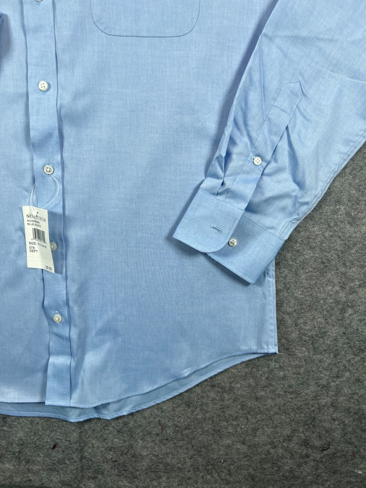 NWT Nordstrom Mens Shop Dress Shirt 16 34-35 Blue Trim Fit Non Iron Button A13 Nordstrom - фотография #6