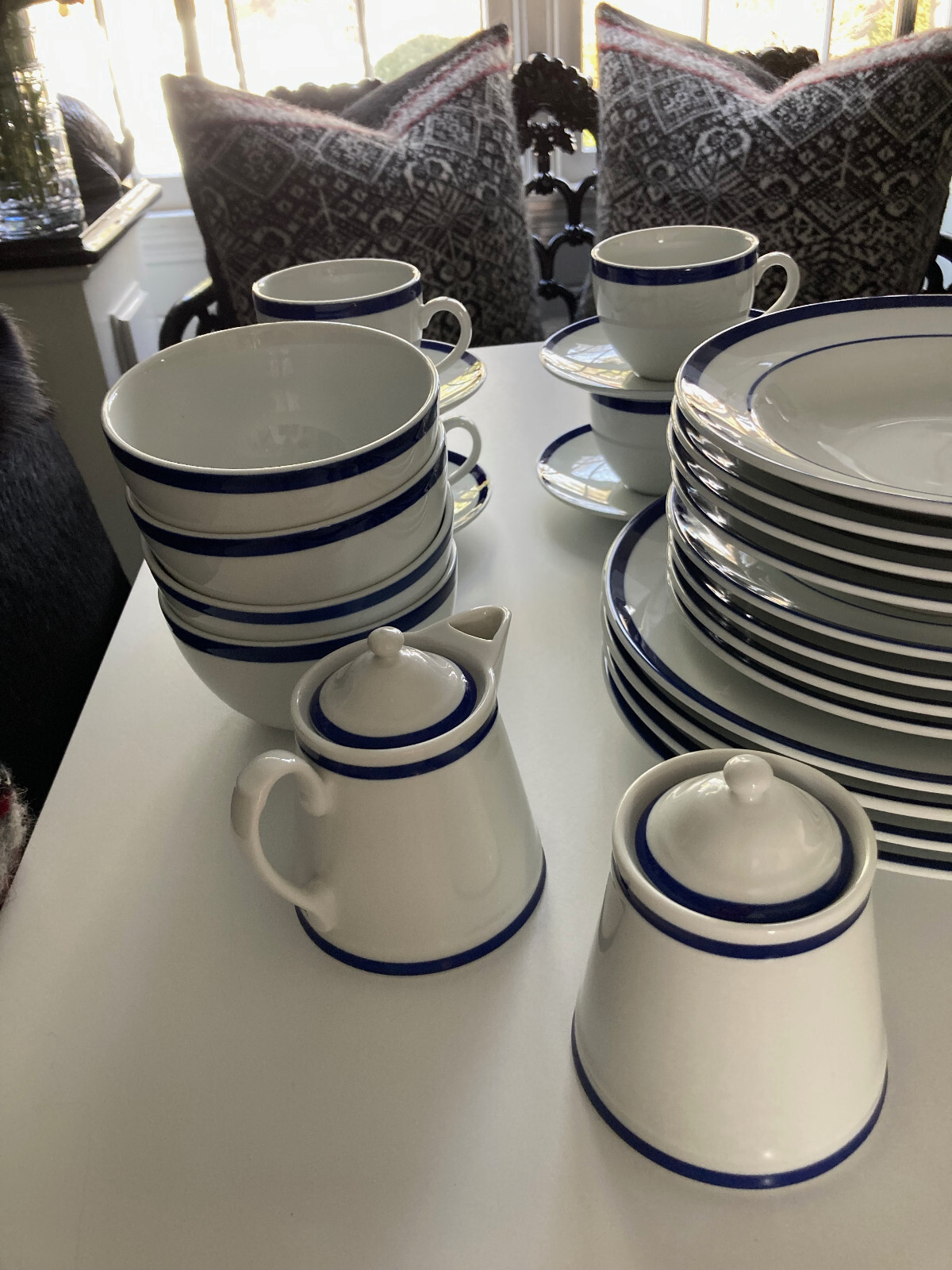 NEW 30pc SET! WILLIAMS SONOMA BRASSERIE BLUE & WHITE PORCELAIN DINNERWARE JAPAN Williams-Sonoma - фотография #21