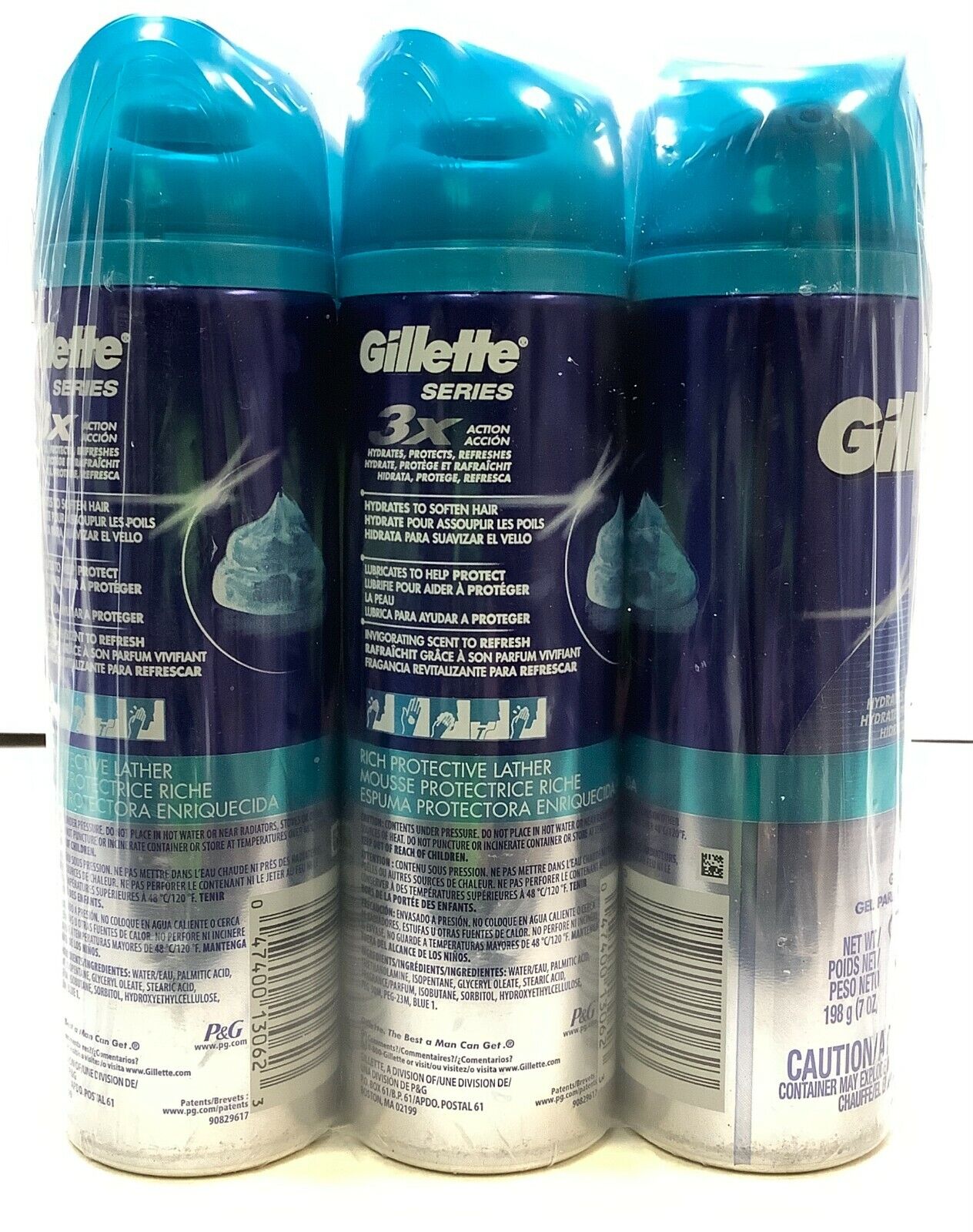 Gillette Series, 3x Action Protection Shave Gel, 7 OZ, LOT OF 6 CANS Gillette I0001101 - фотография #4