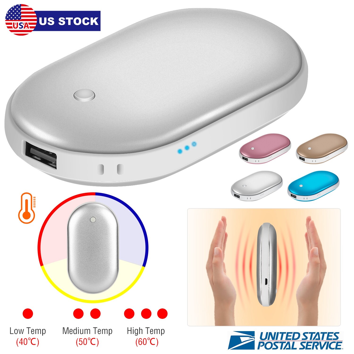 2 Pack Rechargeable Hand Warmers USB Power Bank Electric Pocket Heater Warmer iMounTEK Does Not Apply - фотография #2