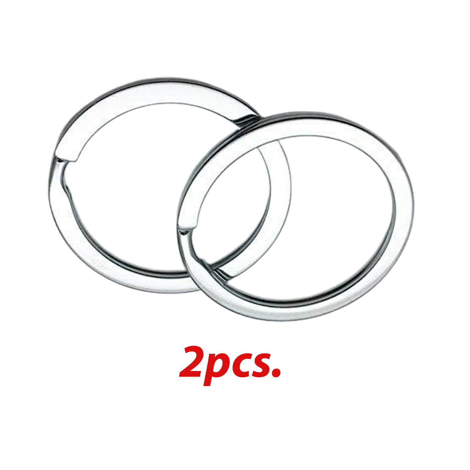 2 Pack Rustproof 30mm Flat Key Rings Chains Split Ring Metal Steel Silver Без бренда