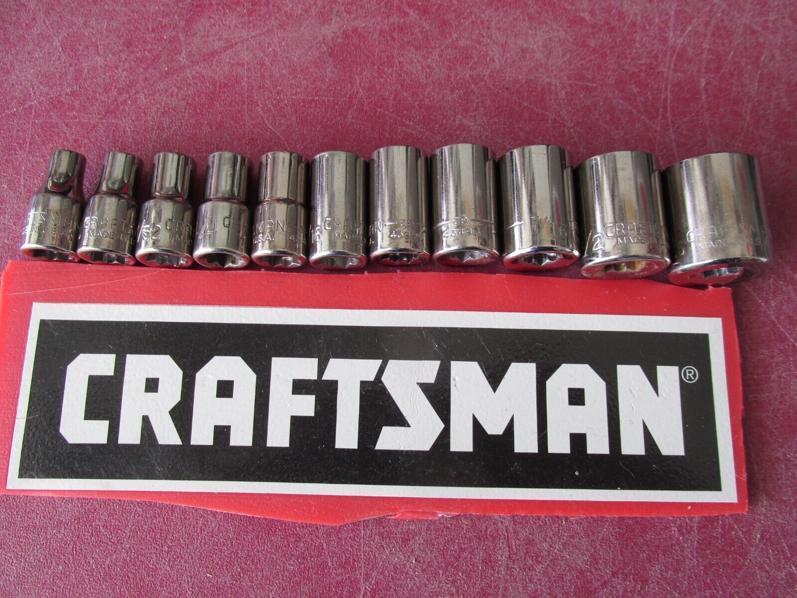 CRAFTSMAN USA ~1/4" Drive SAE Socket Set ~ 6 PT ~ Sizes 5/32" Thru 9/16" ~ 11PCS Craftsman - фотография #4