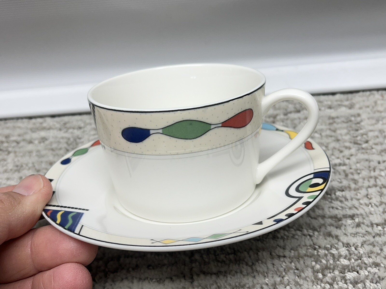4 New Old Stock Mikasa Ultima Plus Headline Cups Saucer Geometric Abstract HK232 Mikasa - фотография #2