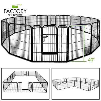 40 Inch 16 Panel Heavy Duty Metal Pet Dog Playpen Kennel Exercise Fence Cage GENIQUA YM-2166428X2