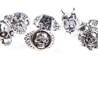 Wholesale 20pcs Lots Gothic Punk Skull Antique Silver Rings Mixed Style Jewelry Antique - фотография #6