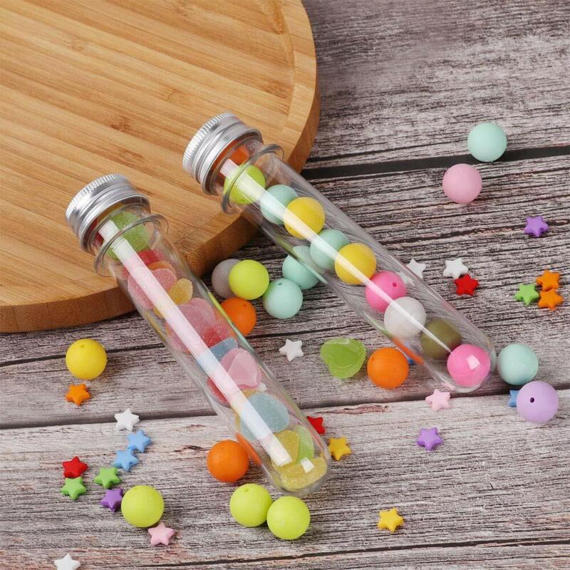 120x Plastic Lab Test Tubes with Metal Caps Stoppers Screw Top Lid Round Bottom Unbranded Does Not Apply - фотография #12