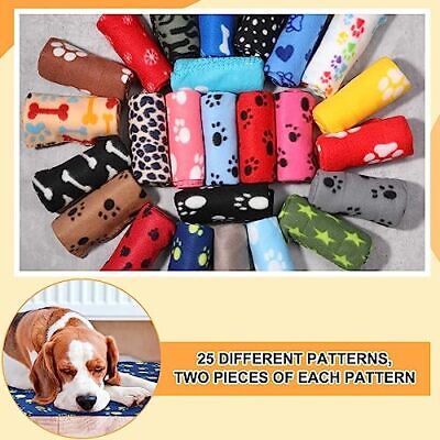 50 Pack Puppy Blanket Bulk 24 x 28 Inch Small Soft Fleece Pets Blanket Paw  Does not apply Does Not Apply - фотография #5