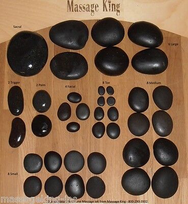 39 pc Basalt Massage Hot Stone Set w/ toe, trigger, facial, palm stones FREE S&H MassageKing 39