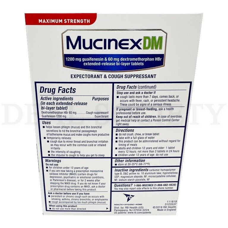 Mucinex DM 12 Hour Expectorant & Cough Suppressant Bi-Layer 14 ct - Lot of 2 Mucinex - фотография #2