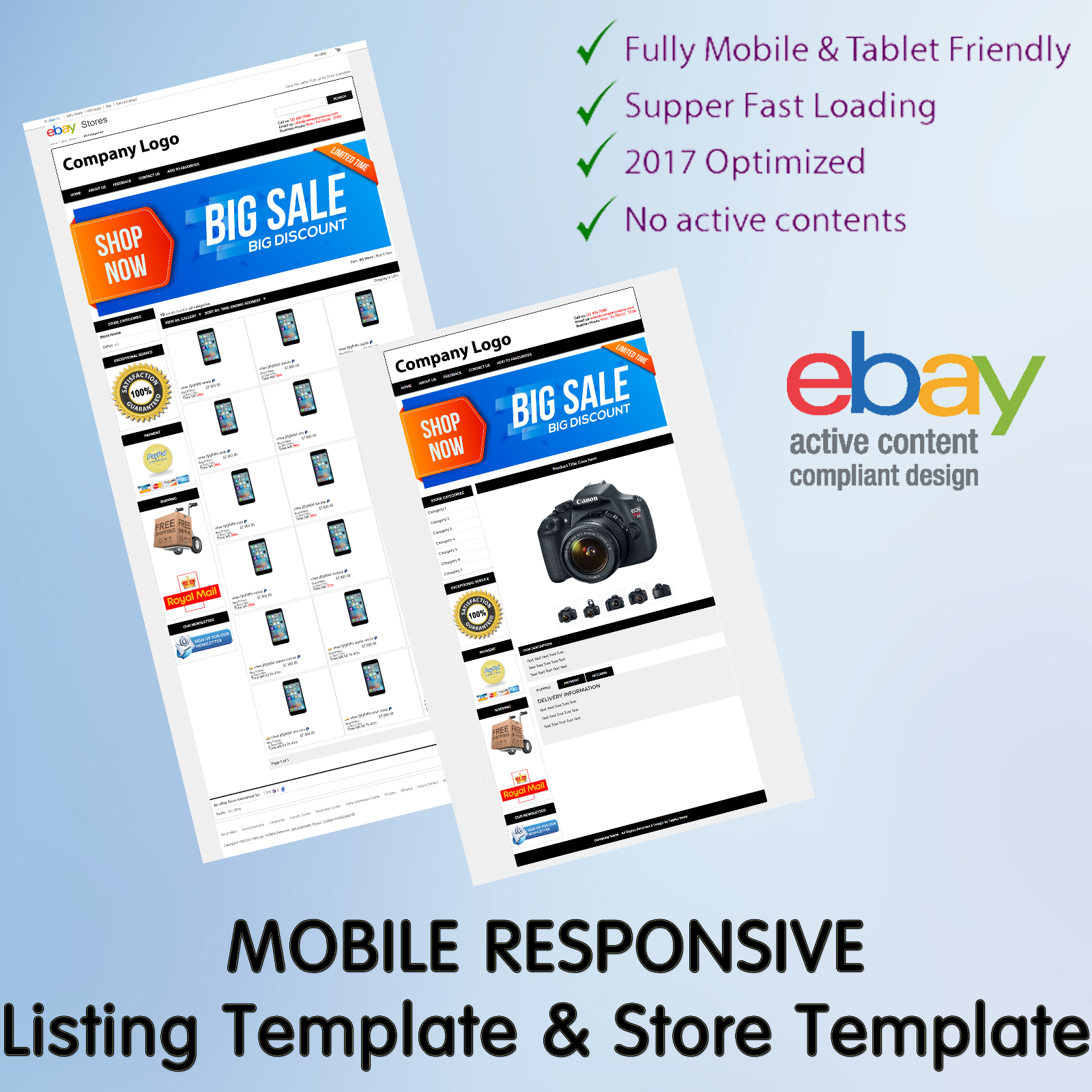 Ebay Template Store Design Listing Responsive Custom Professional Mobile HTML Без бренда