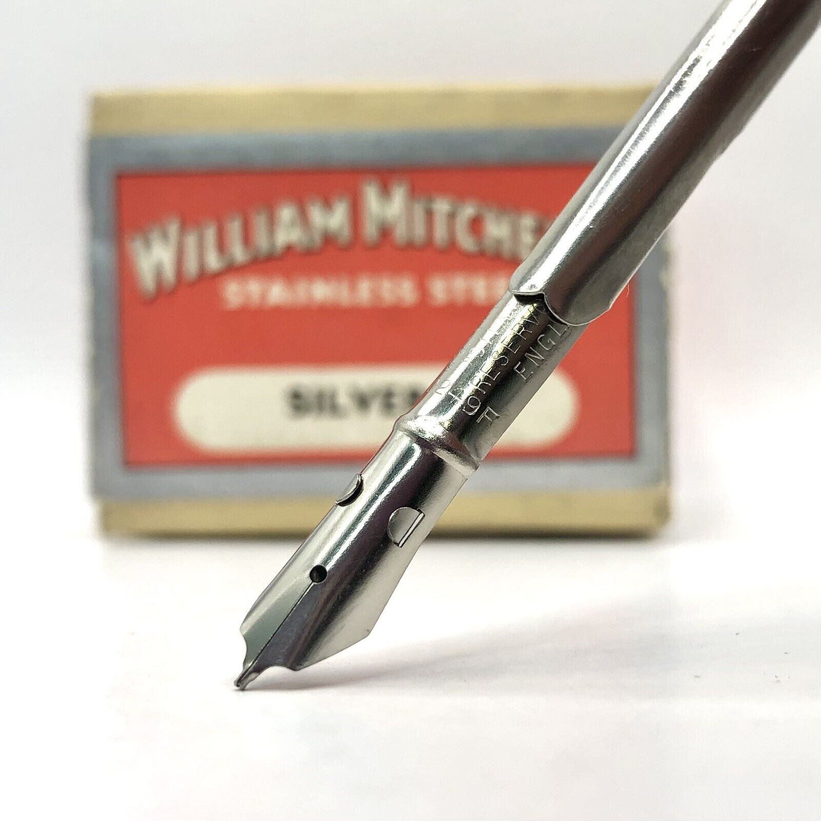 x2 William Mitchell's Silveroid Reservoir 0249 F Pen Nibs NEW Vintage Dip Pen William Mitchell