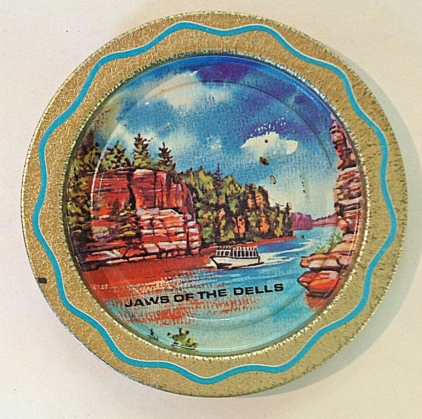 Vintage Lot of 4 Wisconsin Dells Souvenir Trinket Tin Trays Stand Chimney Rock  Без бренда - фотография #8