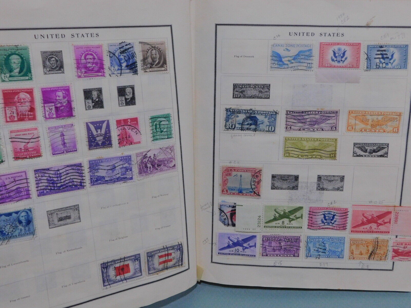 Vtg Scott 1947 Modern Postage Stamp Album 1700+ Stamps, US & World hinged stamps SCOTT - фотография #3