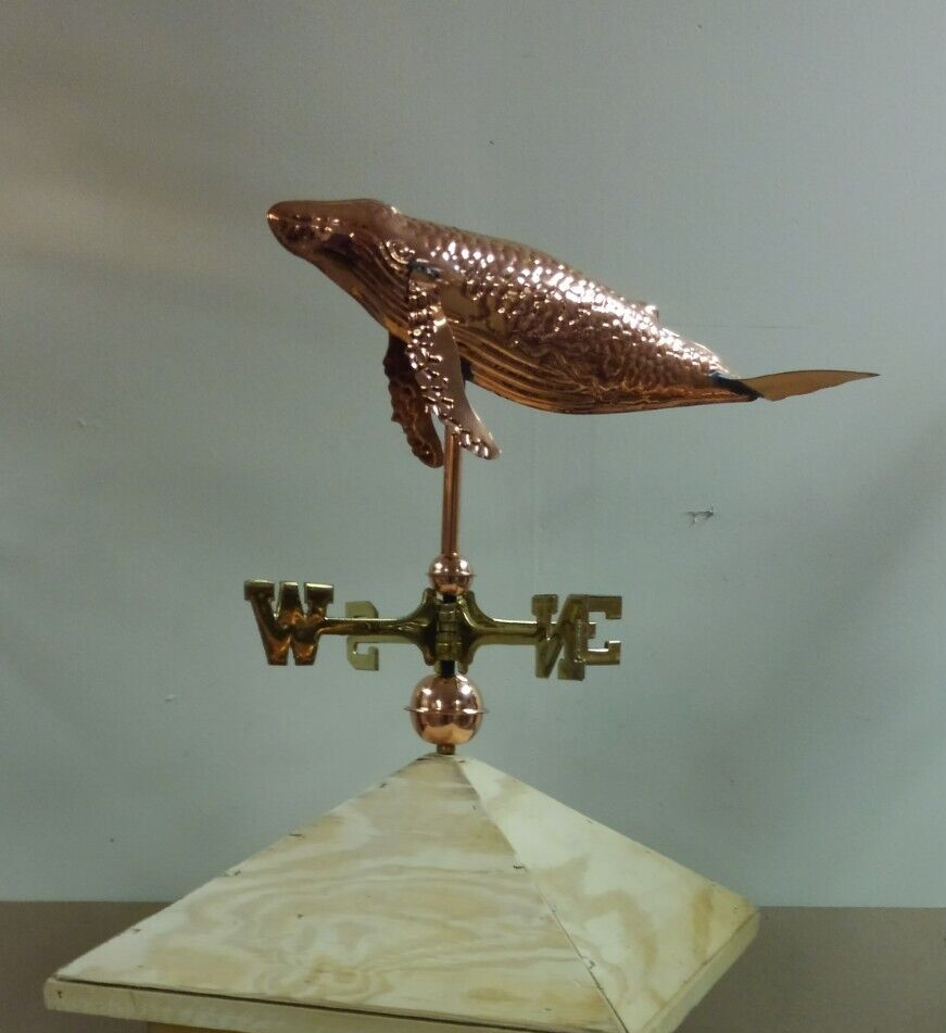 Whale 3d copper weathervane / roof mount for a shed or small building 19''x21'' COBRAPROINC