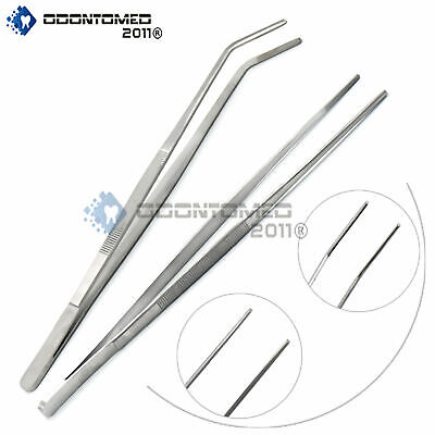 New 2 Pcs 12" 30cm Reptile Feeding Tongs Tweezers CVD + STR Stainless Steel Odontomed Does Not Apply