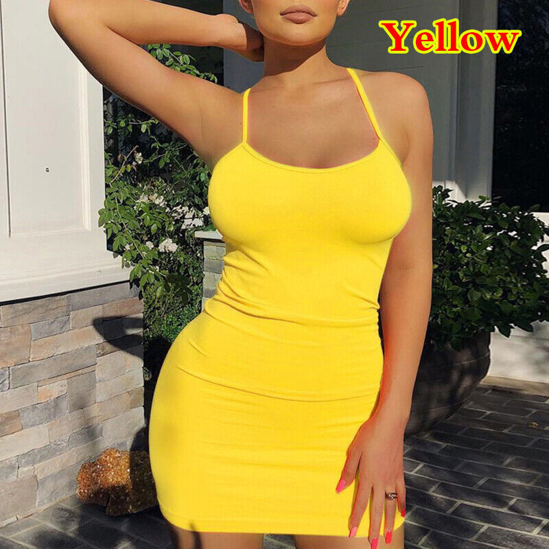 14 Colors Women Spaghetti Strap Bodycon Mini Dress Sexy Party Club Wear Dresses Unbranded Does Not Apply - фотография #4