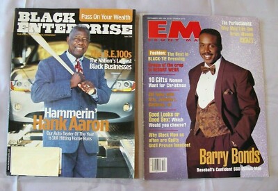 HANK AARON BARRY BONDS BLACK ENTERPRISE MAGAZINE JUNE 2004 HAMMERIN' EBONY 1994 EBONY MAN & BLACK ENTERPRISE