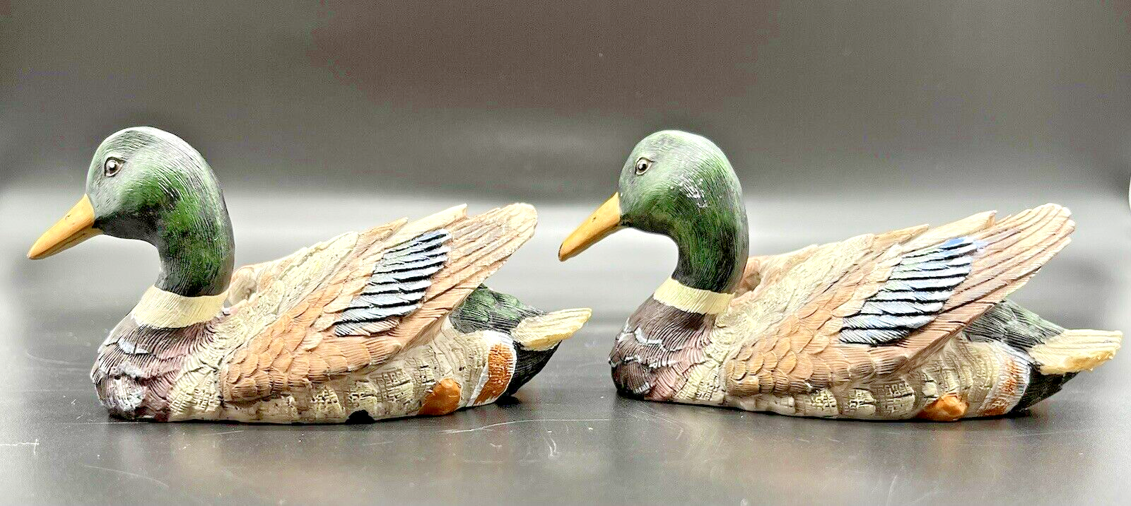 Set of 2 MALLARD DUCK Mini Resin Figurines ~2 1/4"T x 5"L Duck - фотография #5