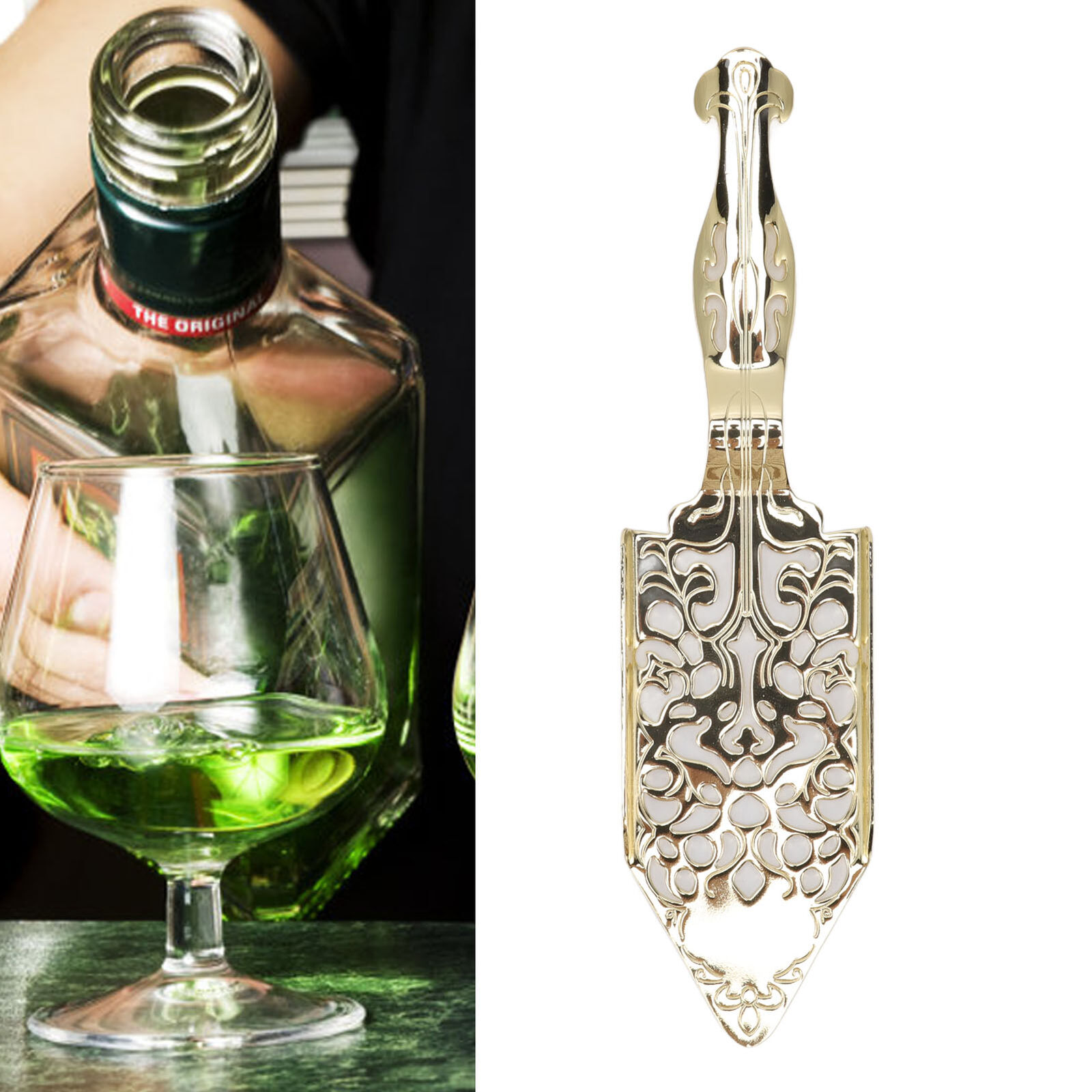 GO (Gold)Absinthe Spoon Vintage Hollow Design Stainless Steel Wormwood FO Unbranded Does not Apply