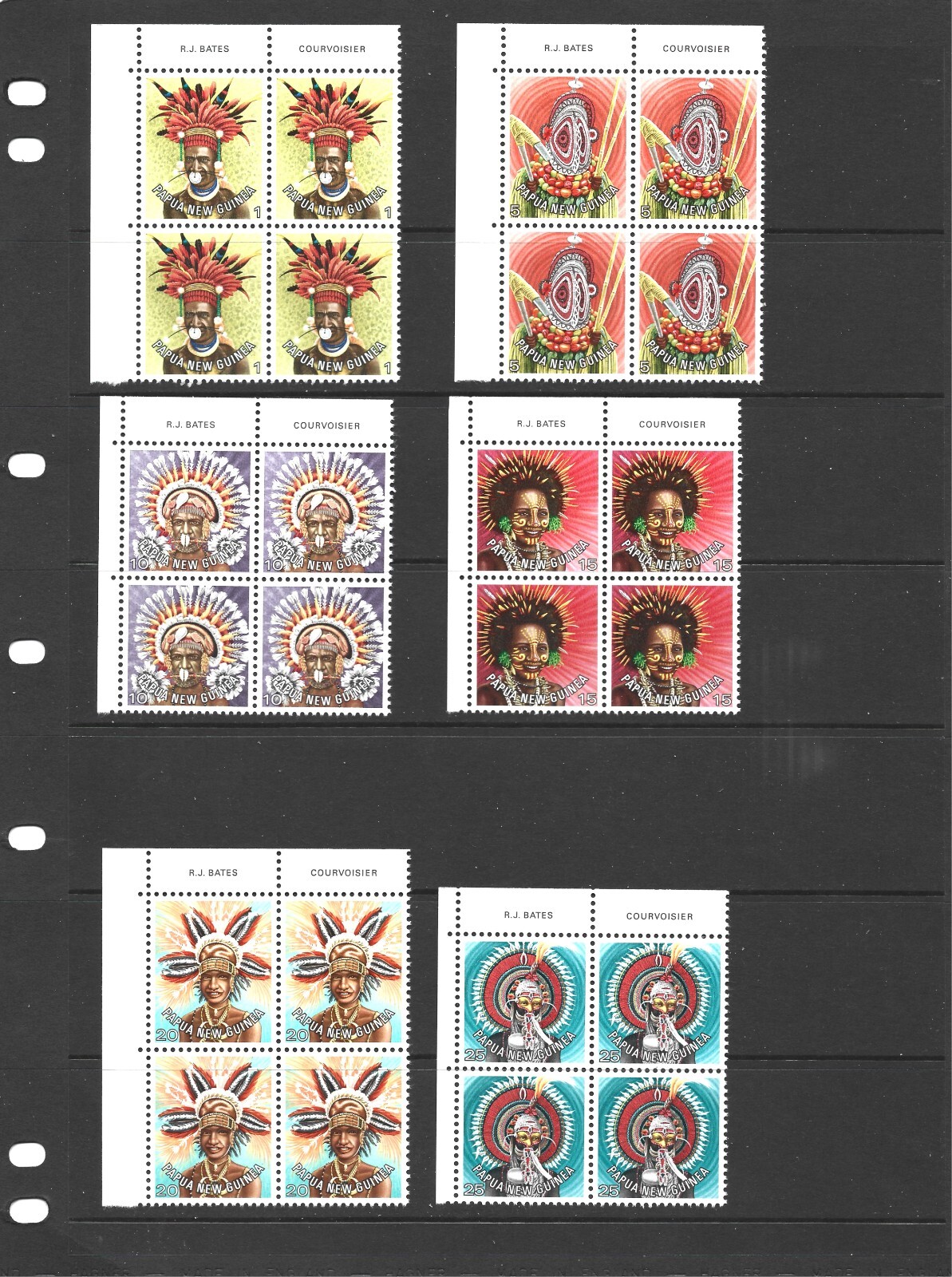 PAPUA NEW GUINEA, 1977/78 HEAD DRESSES (12) x 4, 48 STAMPS, S.G No 318-329 MNH** Без бренда