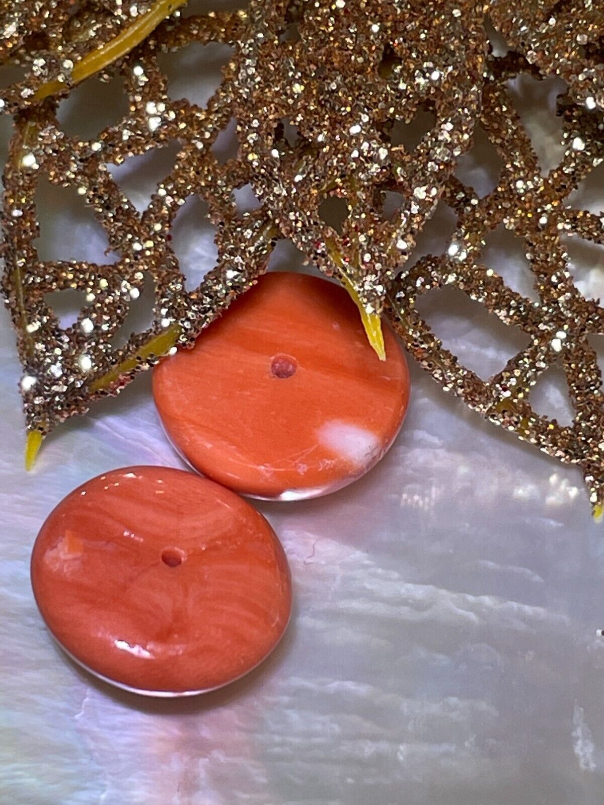  19.15ctw Loose Pair Vintage Pacific Momo Coral Salmon-Red Color 14.0mm Round  Без бренда - фотография #3