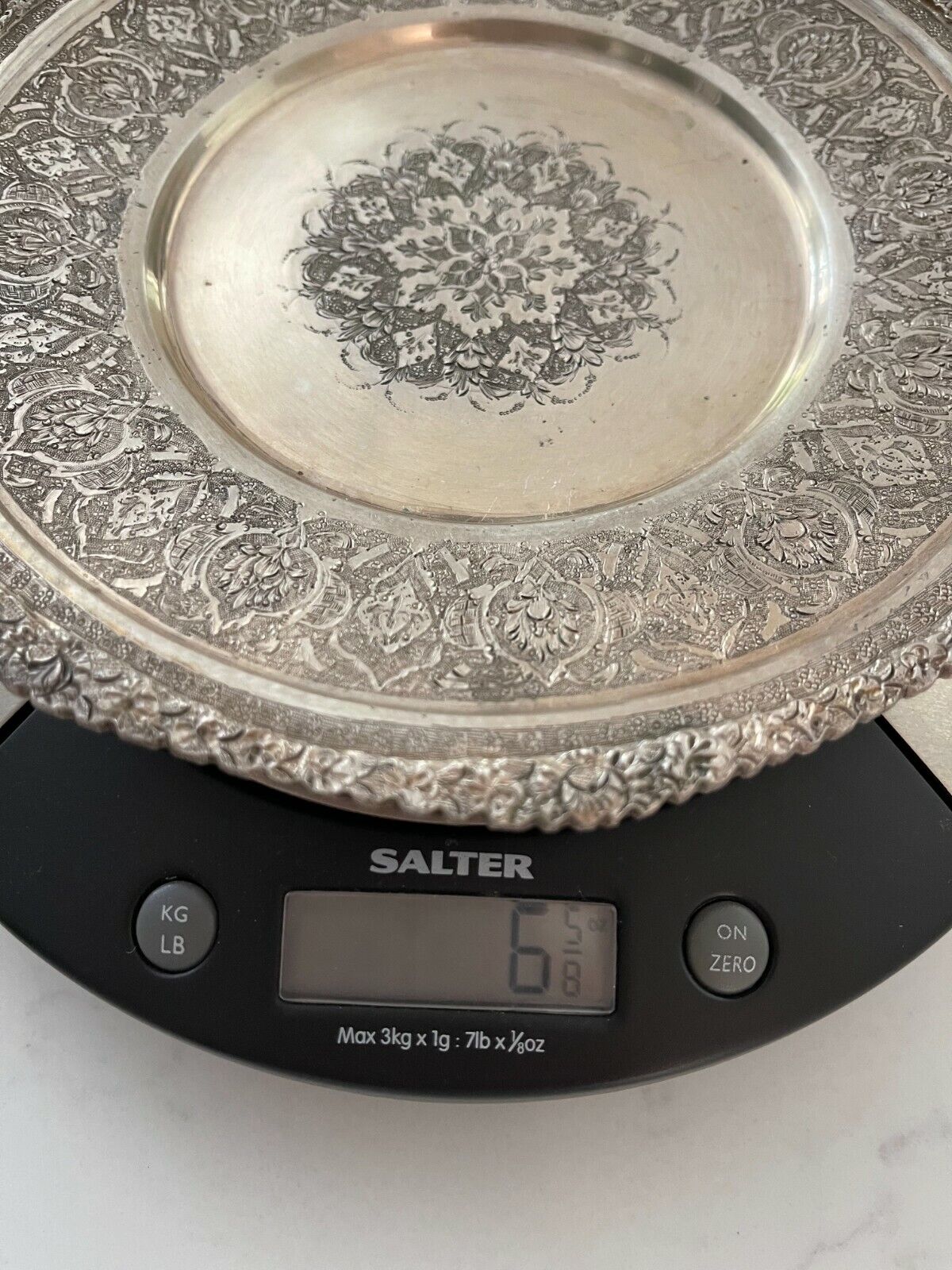 6 Plate Set AUTHENTIC Antique 84 Silver Persian Islamic middle eastern Art  Без бренда - фотография #9