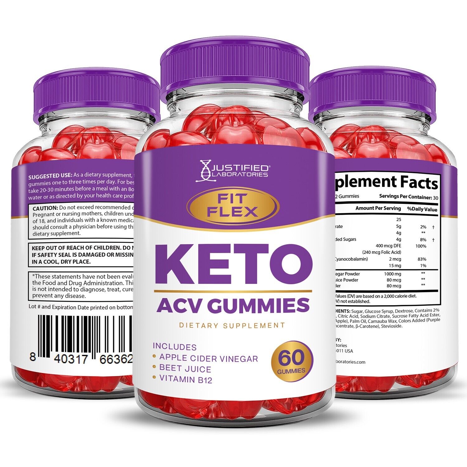 Fit Flex Keto ACV Gummies 1000mg & Keto ACV Pills 1275MG Bundle Justified Laboratories - фотография #5