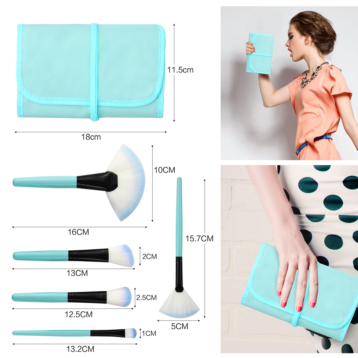 32pcs Professional Soft Cosmetic Eyebrow Shadow Makeup Brush Tool Set Kit Bag US YUWAKU Does not apply - фотография #12