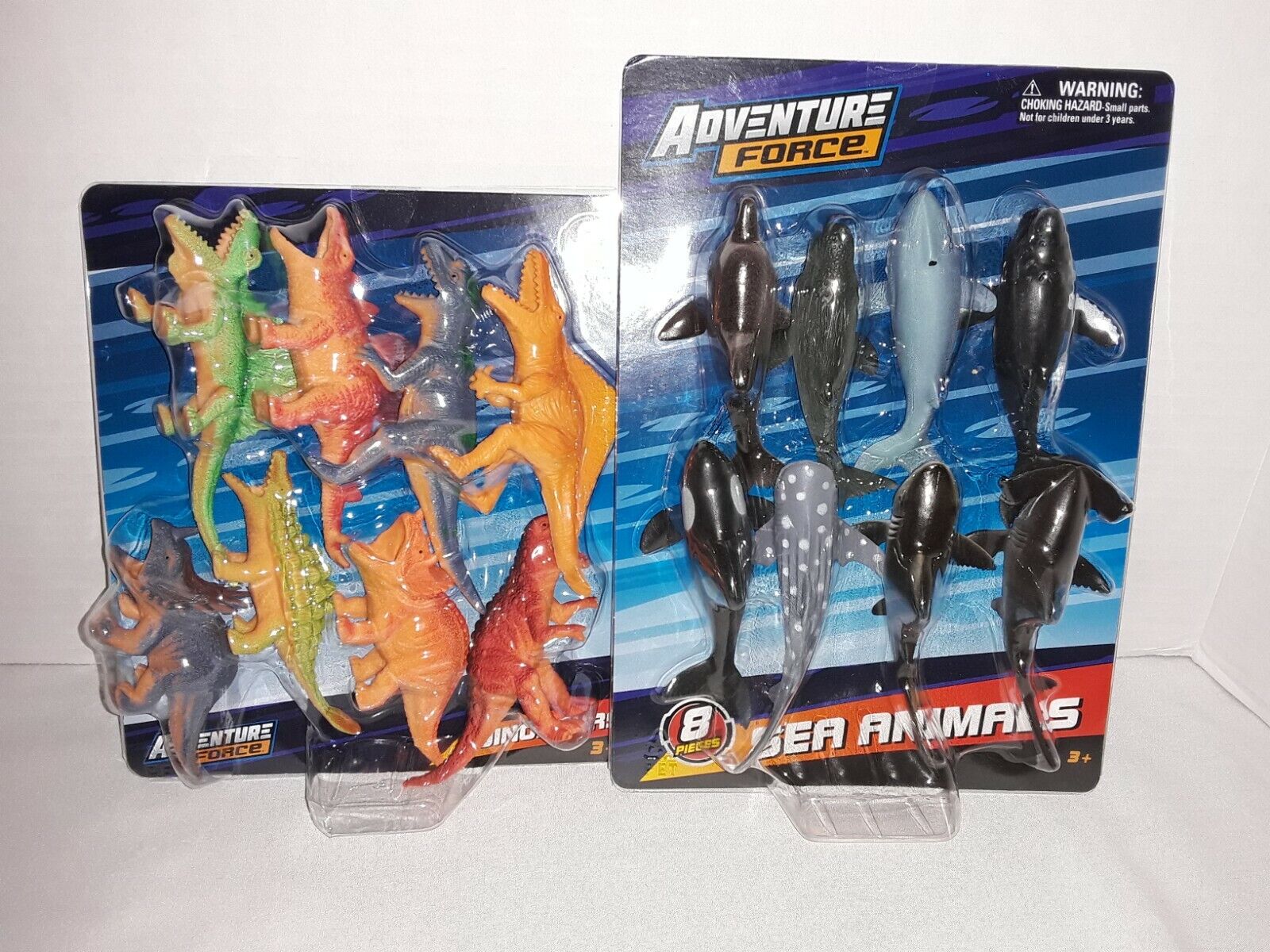 Adventure Force Toys Sea Animals and Dinosaurs 8 Piece Sets Lot of 2 New Unbranded