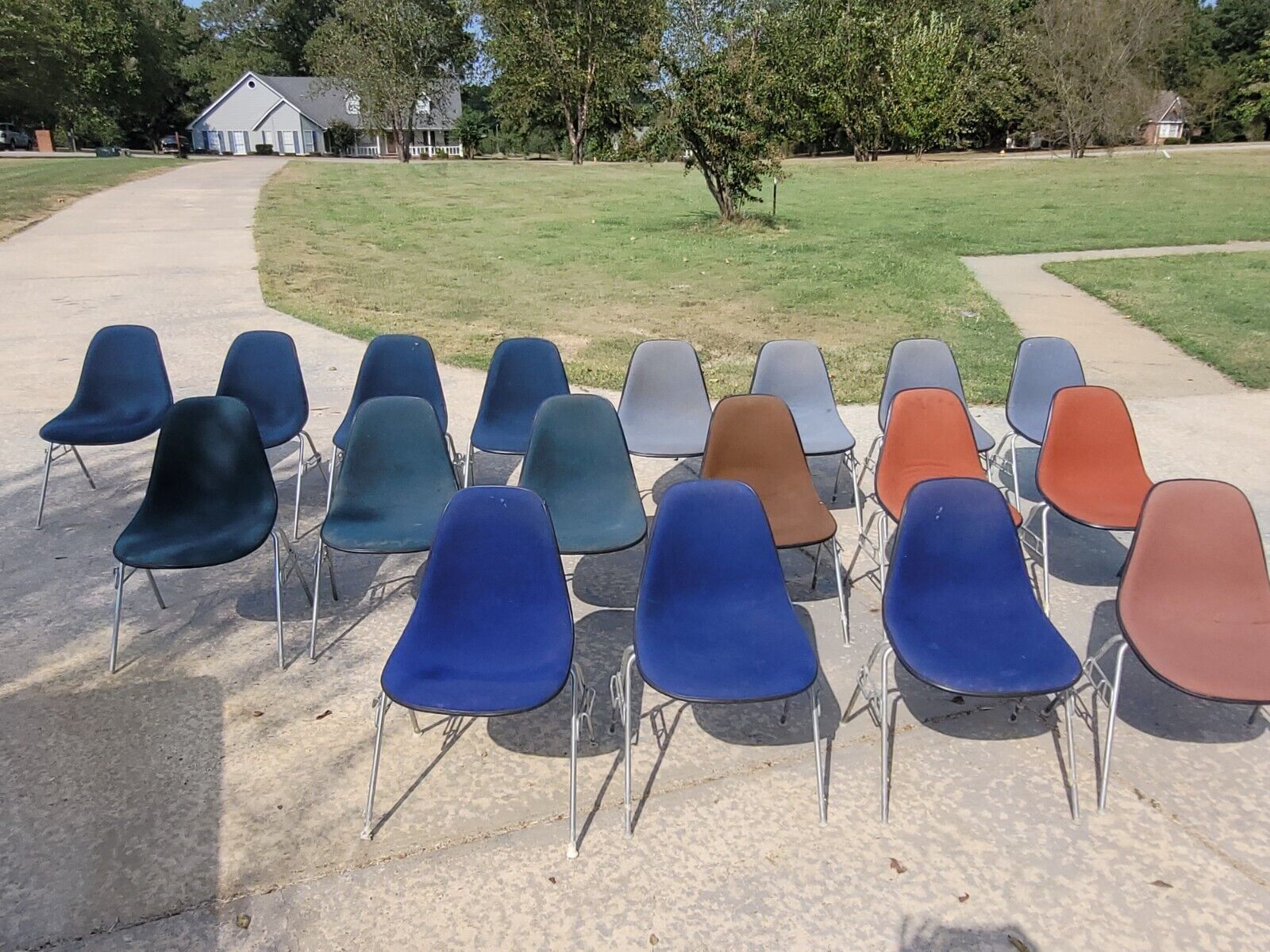 Lot of 18 Herman Miller Eames Fabric Padded Fiberglass Side Shell Chairs Herman Miller