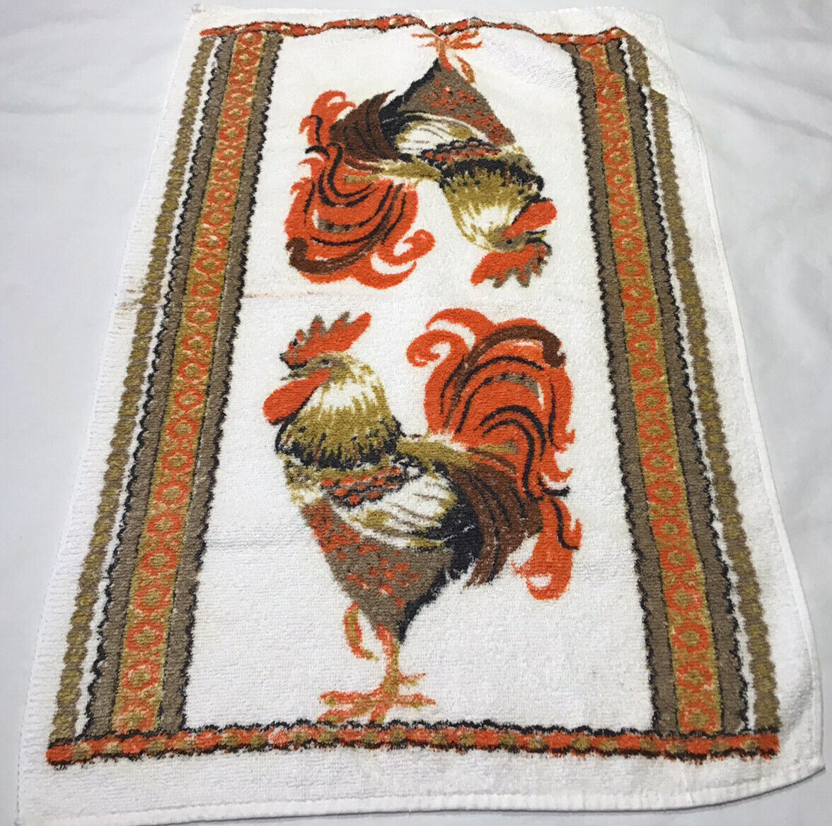 Vintage 1960s Lot Of 2 Royal Terry Rooster Terrycloth Towels Kitchen MCM 27x17 Royal Terry Of California - фотография #7