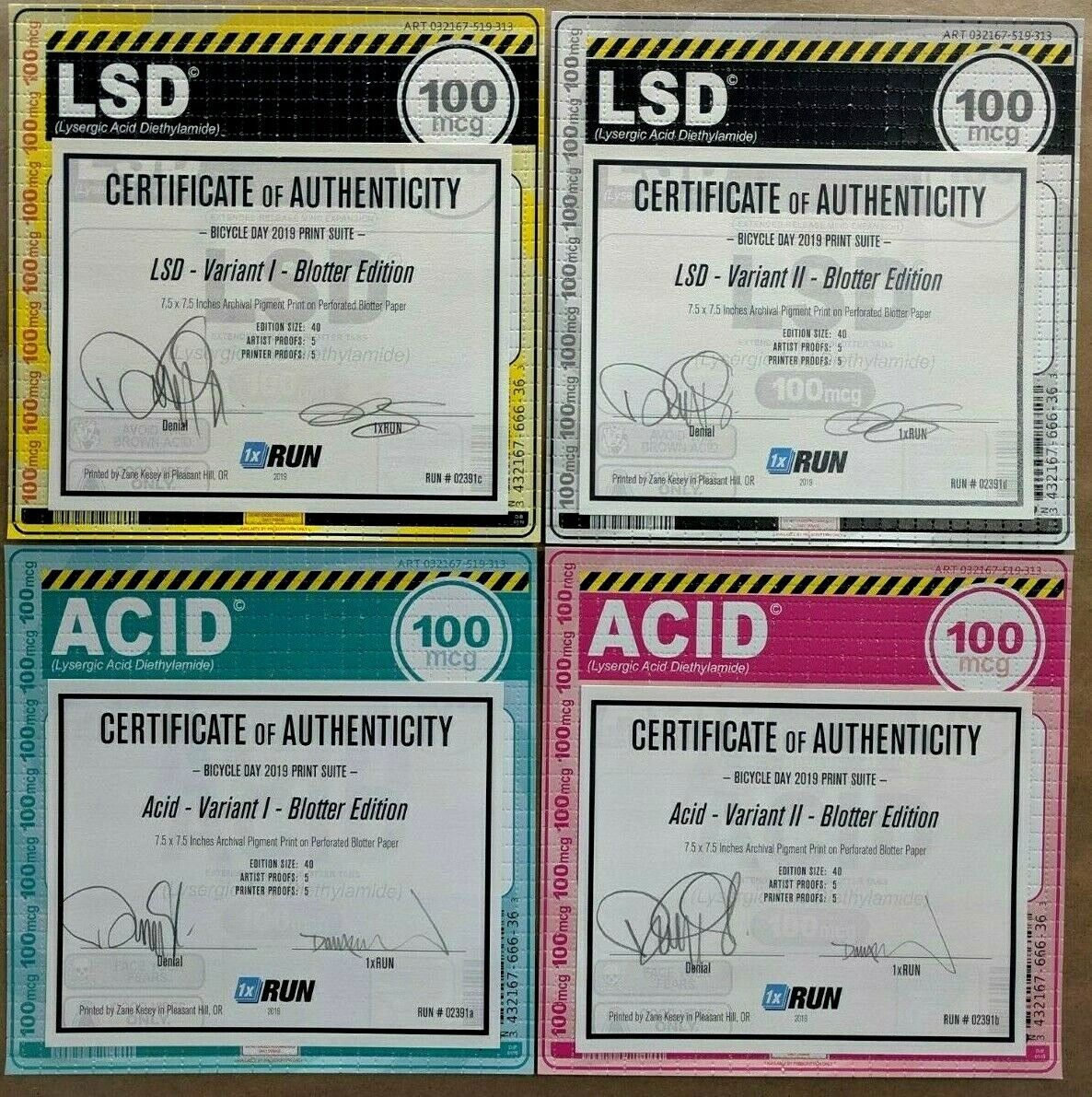 Denial Blotter Print 4 Pack Drugs Psychedelic LSD ACID 100mg Good Vibes Mimo Art Без бренда - фотография #6
