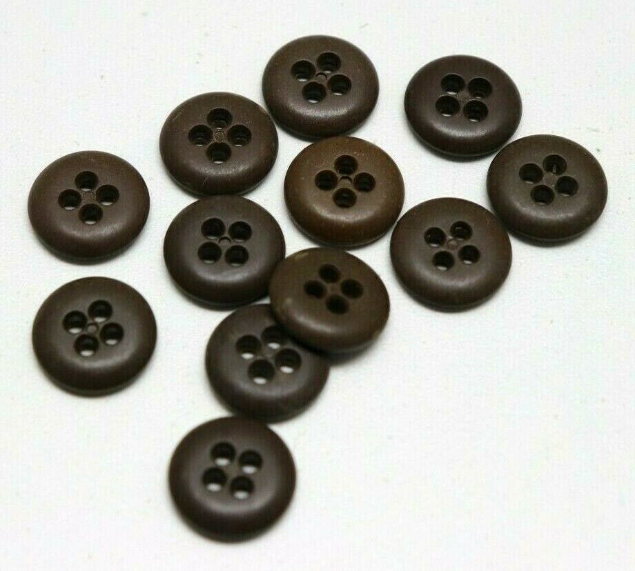 WWII US plastic buttons 5/8 inch 16mm 24L dark brown lot of 12 B9253 Без бренда - фотография #3