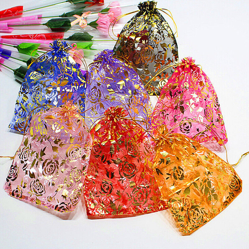 100 Organza Bags Jewellery Pouches Wedding Favour Party Mesh Drawstring Gift ``i Unbranded Does Not Apply - фотография #4