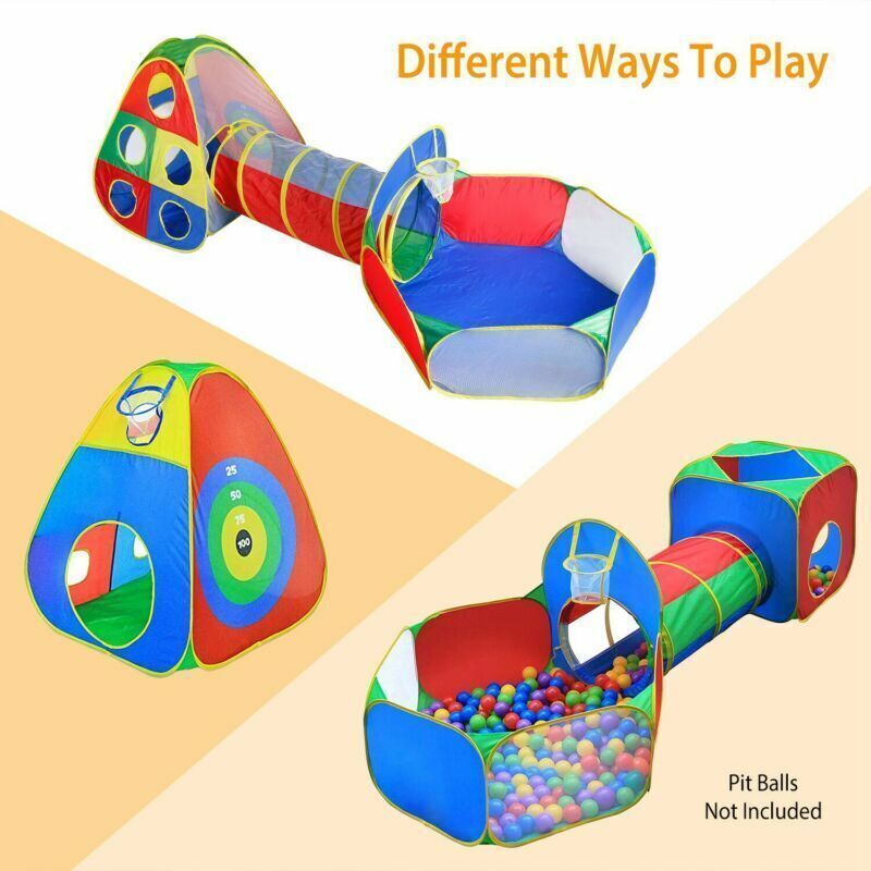 5-in-1 Kids Ball Pit Play Tent w/2 Crawl Tunnel Portable Travel Home Play House sunshining168 Does Not Apply - фотография #2