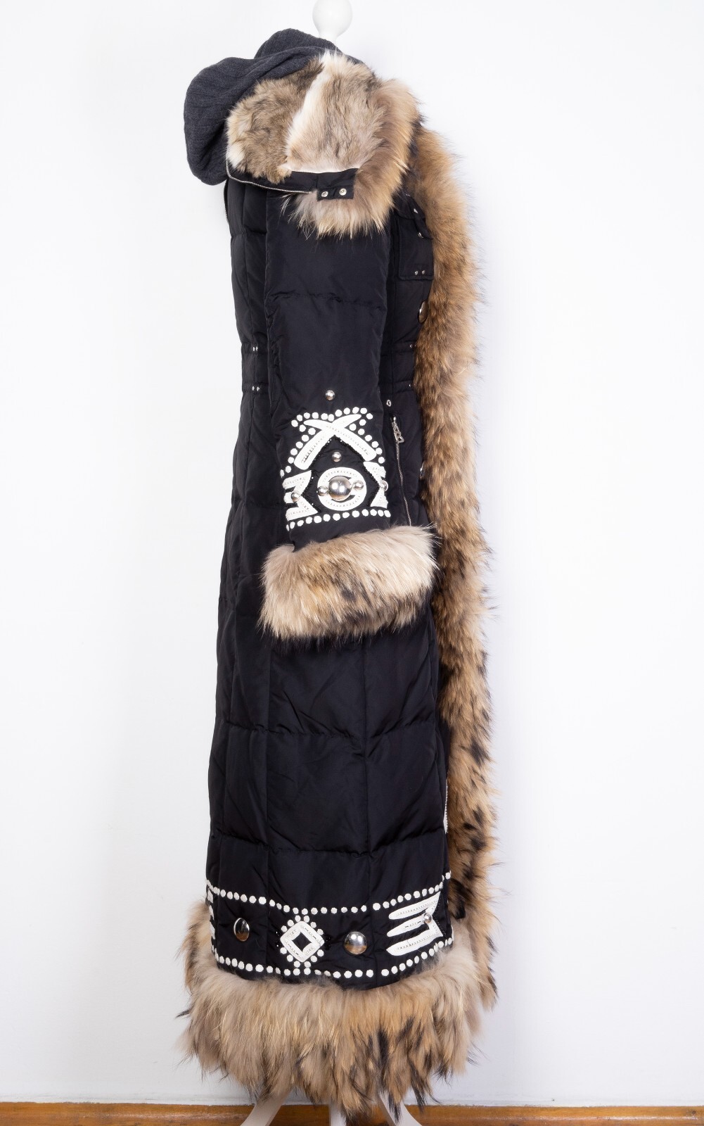 Original BOGNER Goose Down Coat Real Chinchilla Fur Jacket Parka Long Women's S Bogner - фотография #7