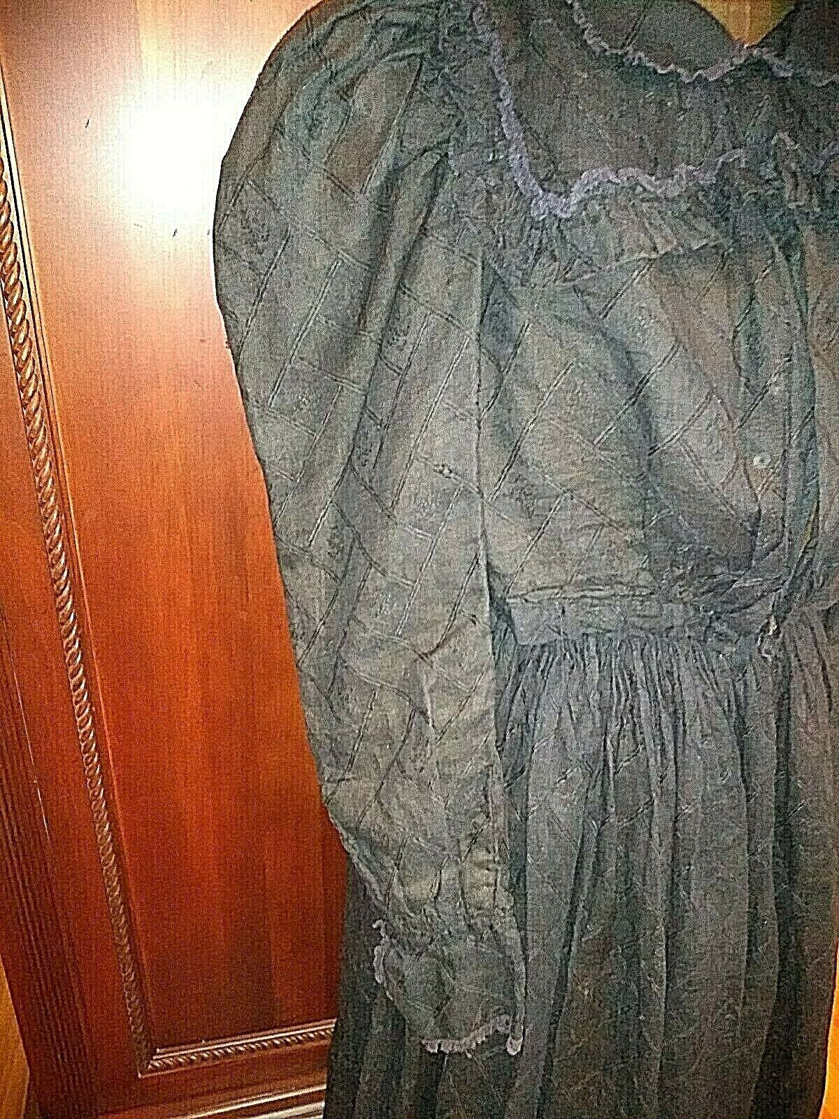RARE ANTIQUE Victorian Mourning Prairie Skirt Top Jacket COMPLTE OUTFIT Theatre Antique - фотография #2