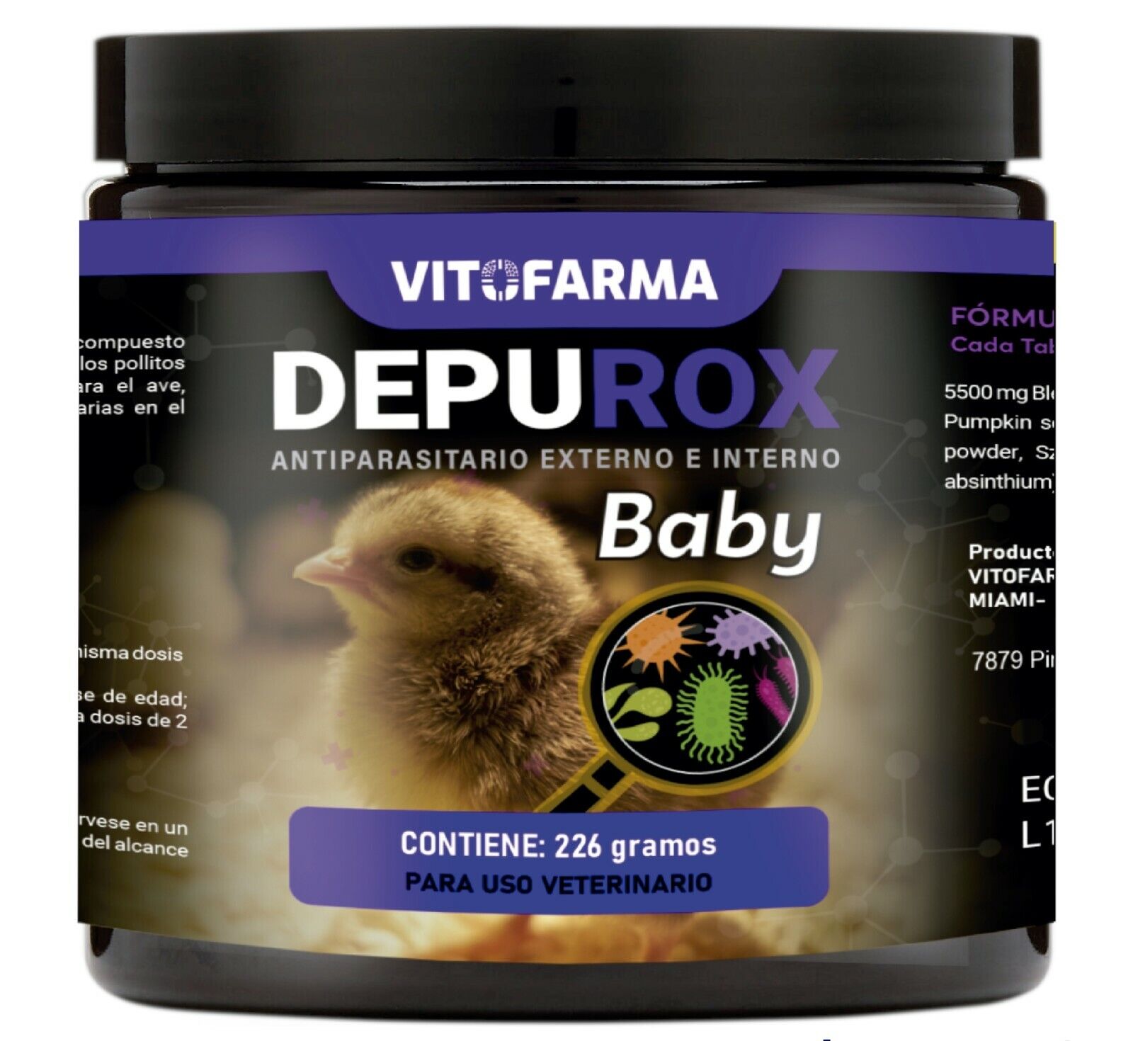VITOFARMA DEPUROX BABY 224G DESPARASITANTE PARA POLLITOS VITAMINAS PARA GALLOS VITOFARMA Antiparasitic organic