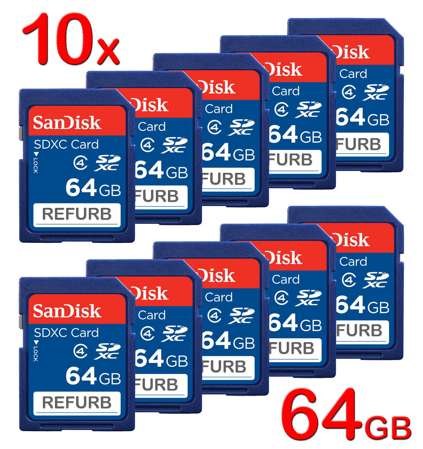 Lot 10x SanDisk 64GB SD SDXC Class 4 Flash Memory Camera Card 64 GB SDSDB-064G SanDisk SDSDB-064G-B35