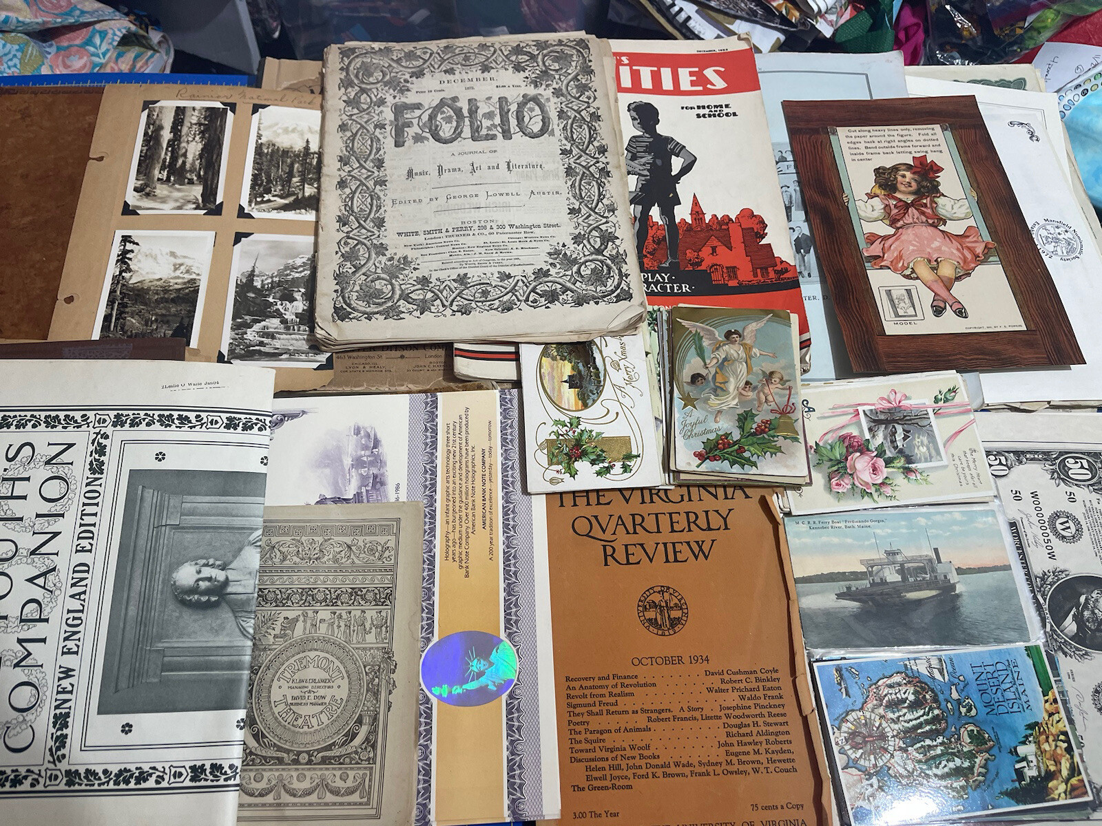 FUNDLE Bundle 100+ Pieces Ephemera Vintage Antique Paper Postcards, Stamps etc. Без бренда - фотография #11