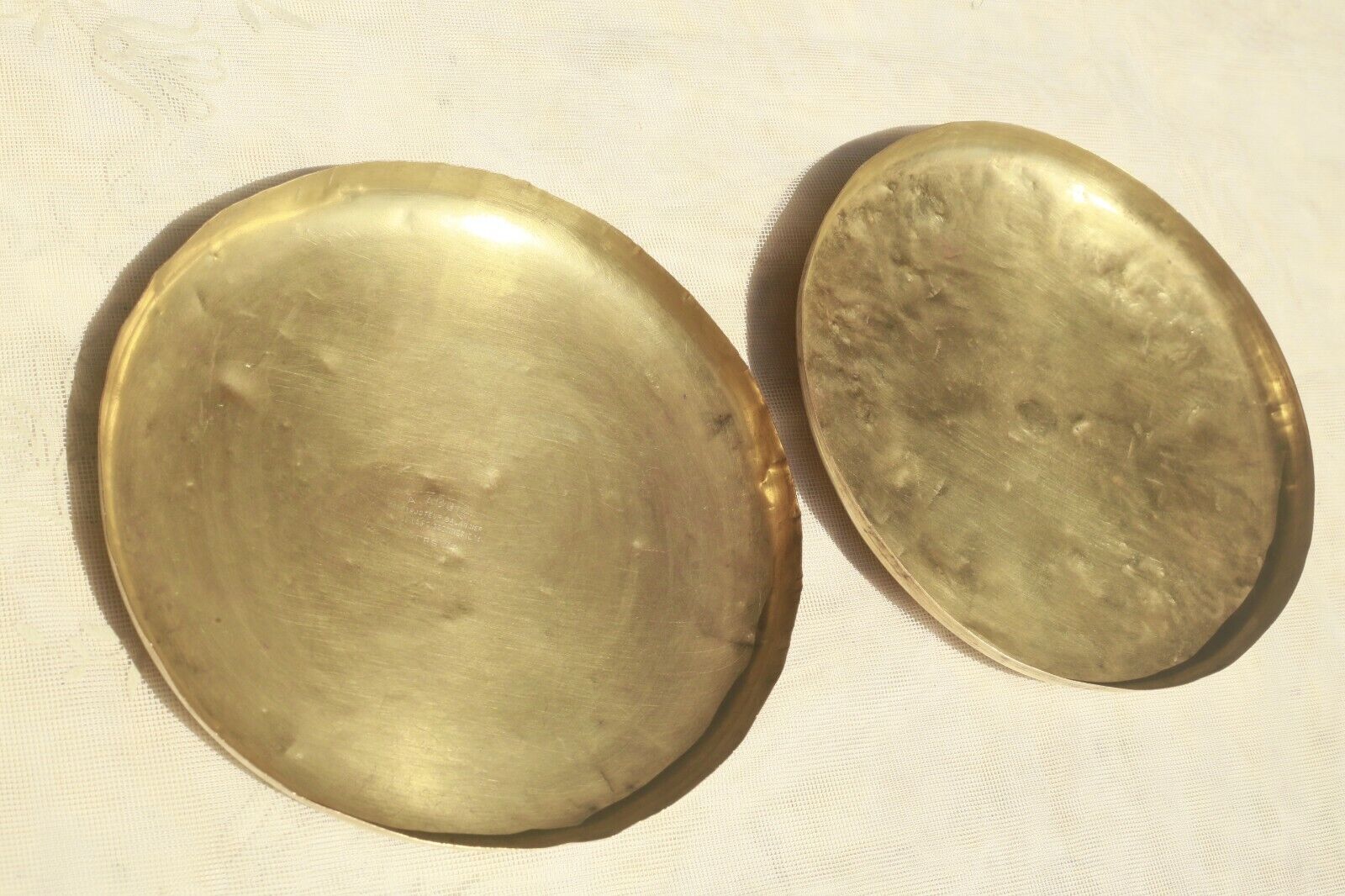 antique French Brass Balancing Pans Scales Plates For Balance Stamped 7.9inch  Без бренда
