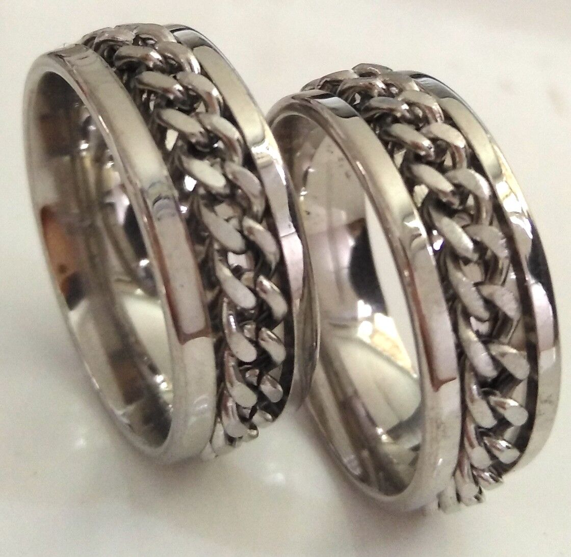 Wholesale 50 Silver SPINNER Chain Men's Cool Punk Hot 316L Stainless Steel Ring Unbranded - фотография #3