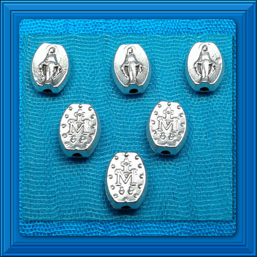 Miraculous Medal Rosary Parts Our Father Beads 6Pcs Lot OVAL 9mm ITALIAN On Sale Без бренда