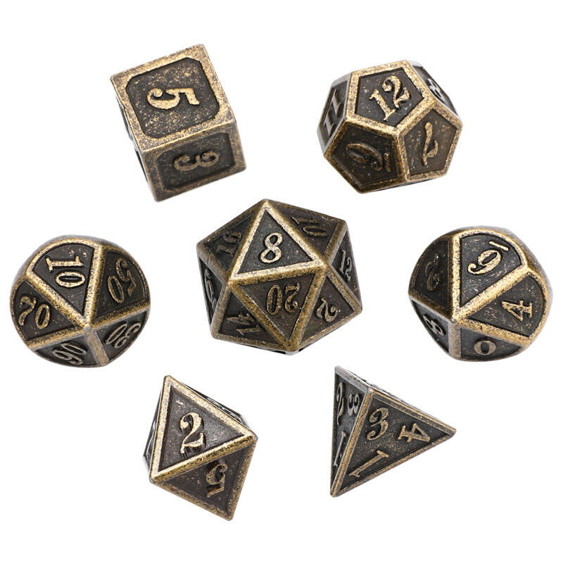 7Pcs/set Antique Metal Polyhedral Dice DND RPG MTG Role Playing Game With Box Unbranded Does not apply - фотография #2